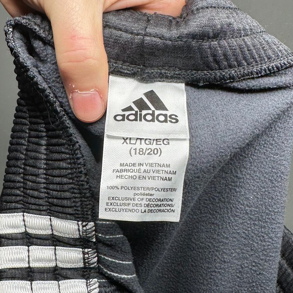 Vintage Y2K Adidas Sweatpants Mens XS Dark Heather Grey Polyester 3 Stripes - Picture 4 of 4